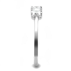 Alamode Rhodium 925 Sterling Silver Ring with AAA Grade CZ in Clear - Flyclothing LLC