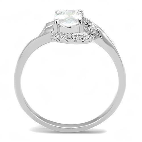 Alamode Rhodium 925 Sterling Silver Ring with AAA Grade CZ in Clear - Alamode