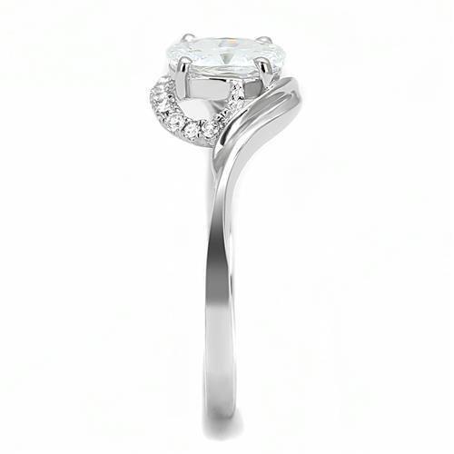 Alamode Rhodium 925 Sterling Silver Ring with AAA Grade CZ in Clear - Alamode