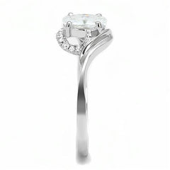 Alamode Rhodium 925 Sterling Silver Ring with AAA Grade CZ in Clear - Flyclothing LLC