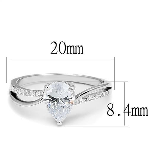 Alamode Rhodium 925 Sterling Silver Ring with AAA Grade CZ in Clear - Alamode