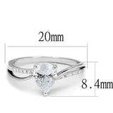 Alamode Rhodium 925 Sterling Silver Ring with AAA Grade CZ in Clear - Alamode