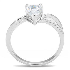 Alamode Rhodium 925 Sterling Silver Ring with AAA Grade CZ in Clear - Flyclothing LLC