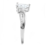 Alamode Rhodium 925 Sterling Silver Ring with AAA Grade CZ in Clear - Alamode