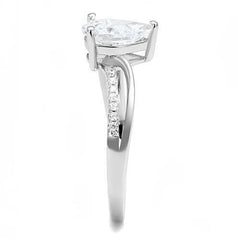 Alamode Rhodium 925 Sterling Silver Ring with AAA Grade CZ in Clear - Flyclothing LLC