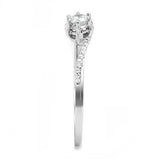 Alamode Rhodium 925 Sterling Silver Ring with AAA Grade CZ in Clear - Alamode