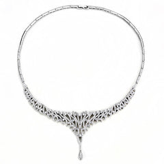 Alamode Rhodium Brass Jewelry Sets with AAA Grade CZ in Clear - Flyclothing LLC