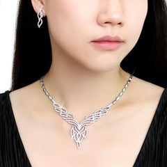 Alamode Rhodium Brass Jewelry Sets with AAA Grade CZ in Clear - Flyclothing LLC