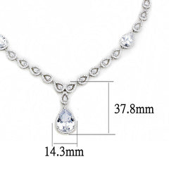 Alamode Rhodium Brass Jewelry Sets with AAA Grade CZ in Clear - Flyclothing LLC