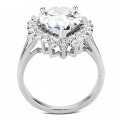 Alamode Rhodium Brass Ring with AAA Grade CZ in Clear - Flyclothing LLC