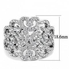 Alamode Rhodium Brass Ring with AAA Grade CZ in Clear - Flyclothing LLC