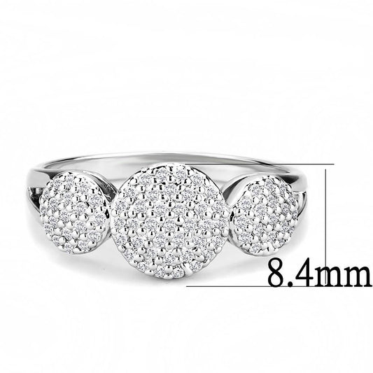 Alamode Rhodium Brass Ring with AAA Grade CZ in Clear - Flyclothing LLC