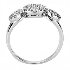 Alamode Rhodium Brass Ring with AAA Grade CZ in Clear - Flyclothing LLC