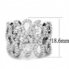 Alamode Rhodium Brass Ring with AAA Grade CZ in Clear - Flyclothing LLC