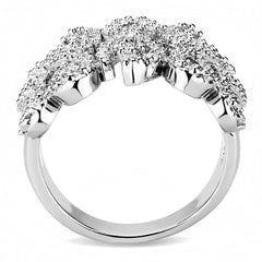 Alamode Rhodium Brass Ring with AAA Grade CZ in Clear - Flyclothing LLC