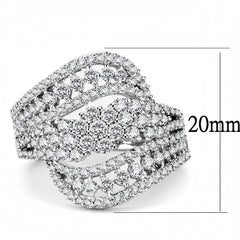 Alamode Rhodium Brass Ring with AAA Grade CZ in Clear - Flyclothing LLC