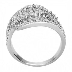 Alamode Rhodium Brass Ring with AAA Grade CZ in Clear - Flyclothing LLC