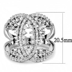 Alamode Rhodium Brass Ring with AAA Grade CZ in Clear - Flyclothing LLC