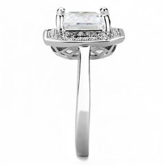 Alamode Rhodium Brass Ring with AAA Grade CZ in Clear - Alamode