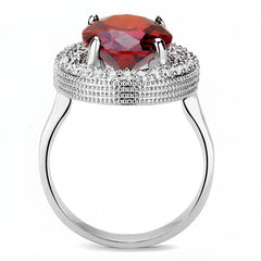 Alamode Rhodium Brass Ring with AAA Grade CZ in Garnet - Flyclothing LLC