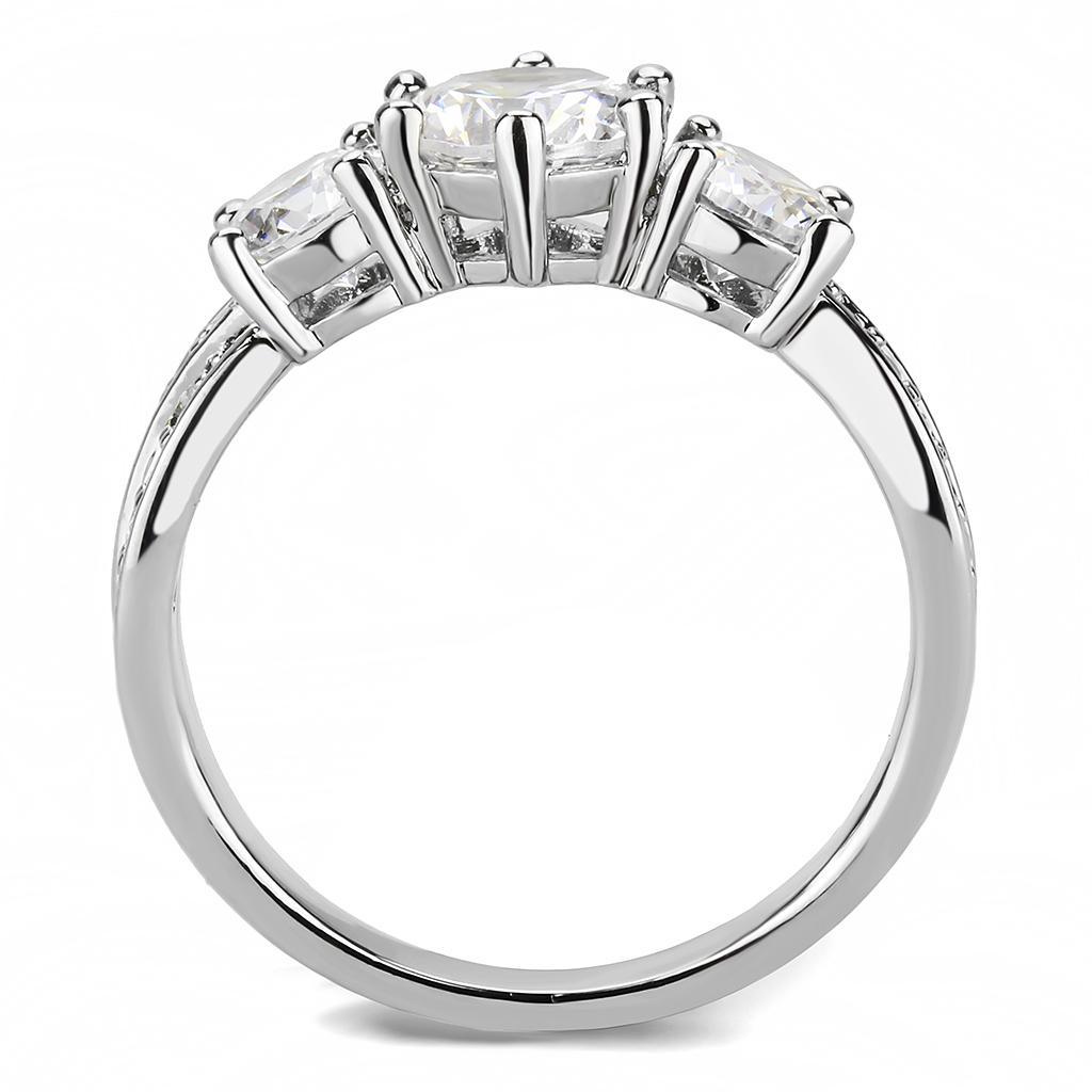 Alamode Rhodium Brass Ring with AAA Grade CZ in Clear - Alamode