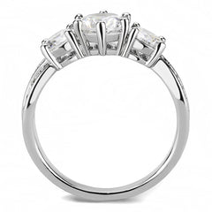 Alamode Rhodium Brass Ring with AAA Grade CZ in Clear - Alamode