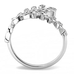 Alamode Rhodium Brass Ring with AAA Grade CZ in Clear - Flyclothing LLC