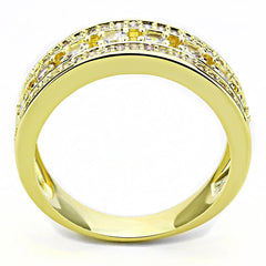 Alamode Gold Brass Ring with AAA Grade CZ in Clear - Flyclothing LLC