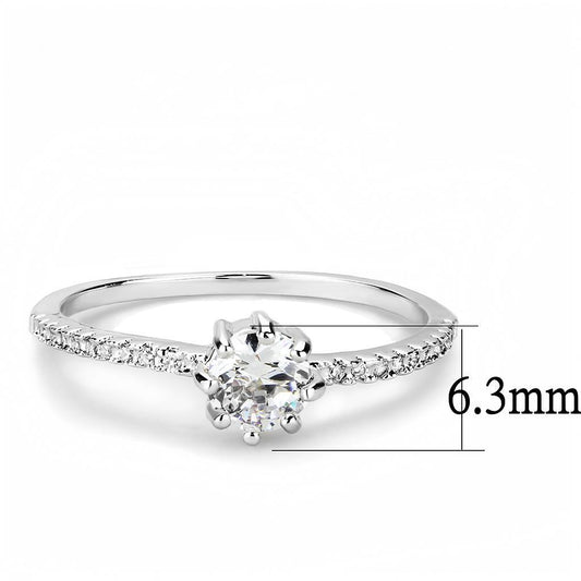 Alamode Rhodium Brass Ring with AAA Grade CZ in Clear - Alamode