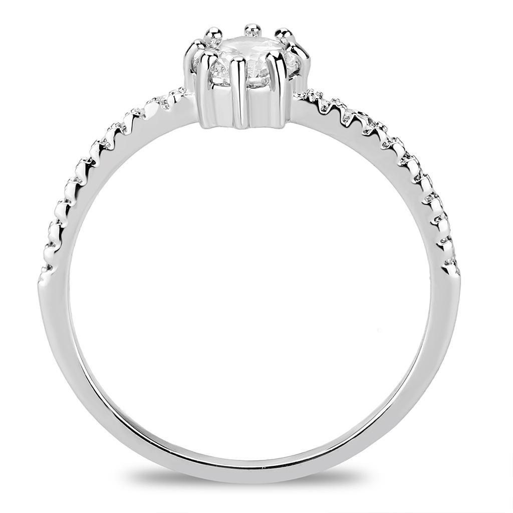 Alamode Rhodium Brass Ring with AAA Grade CZ in Clear - Flyclothing LLC