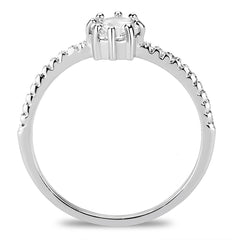 Alamode Rhodium Brass Ring with AAA Grade CZ in Clear - Flyclothing LLC