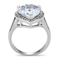 Alamode Rhodium Brass Ring with AAA Grade CZ in Clear - Flyclothing LLC