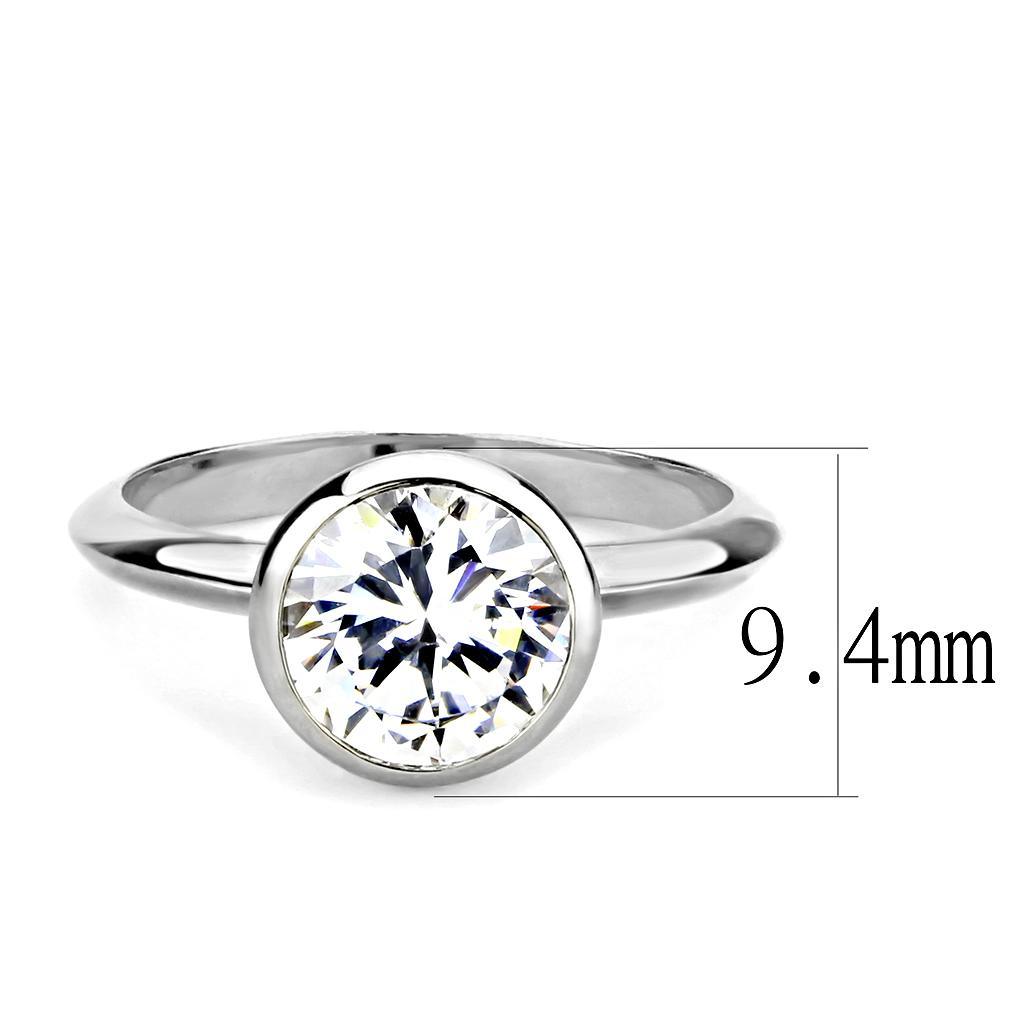 Alamode Rhodium Brass Ring with AAA Grade CZ in Clear - Flyclothing LLC