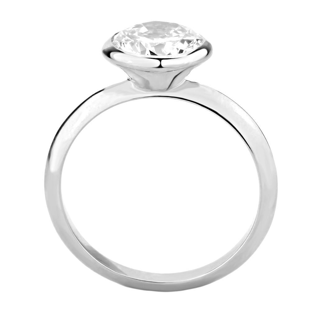 Alamode Rhodium Brass Ring with AAA Grade CZ in Clear - Flyclothing LLC