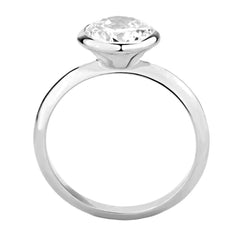 Alamode Rhodium Brass Ring with AAA Grade CZ in Clear - Flyclothing LLC