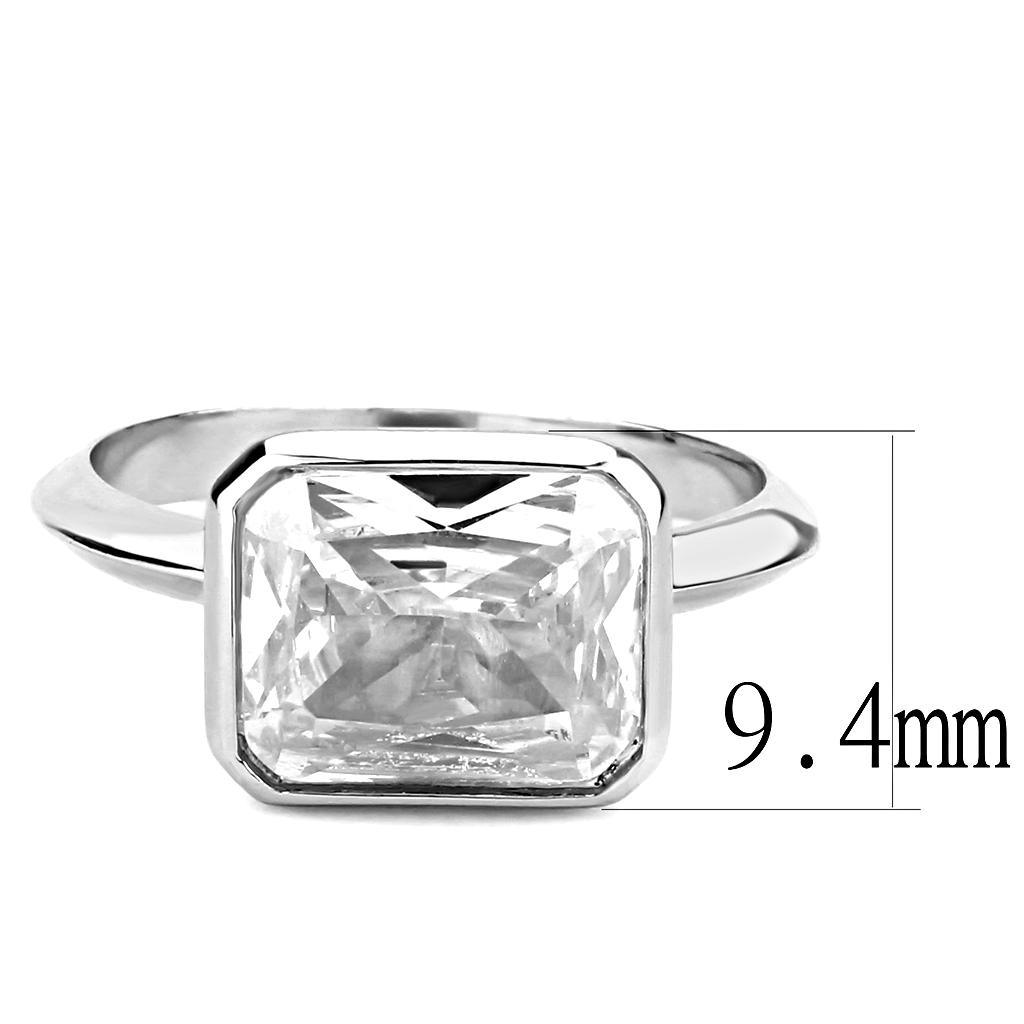 Alamode Rhodium Brass Ring with AAA Grade CZ in Clear - Flyclothing LLC