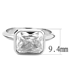 Alamode Rhodium Brass Ring with AAA Grade CZ in Clear - Flyclothing LLC