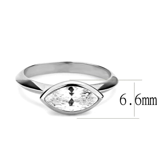 Alamode Rhodium Brass Ring with AAA Grade CZ in Clear - Flyclothing LLC