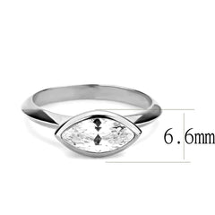 Alamode Rhodium Brass Ring with AAA Grade CZ in Clear - Flyclothing LLC