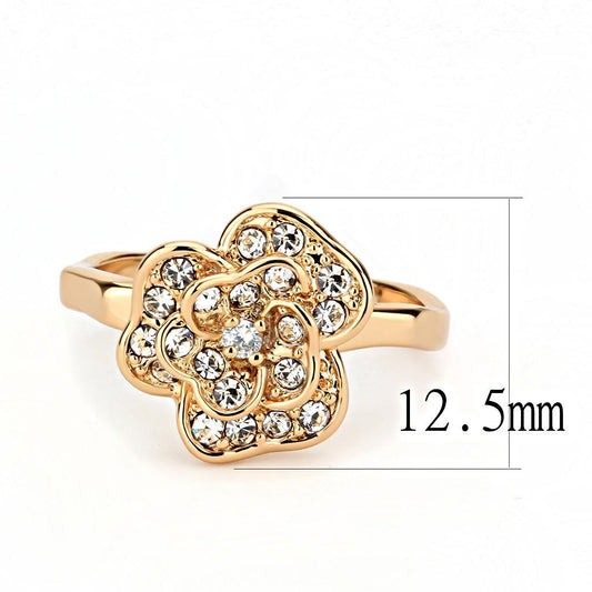 Alamode Rose Gold Brass Ring with Top Grade Crystal in Clear - Alamode