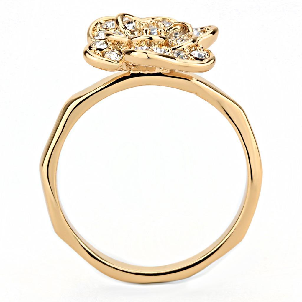 Alamode Rose Gold Brass Ring with Top Grade Crystal in Clear - Alamode