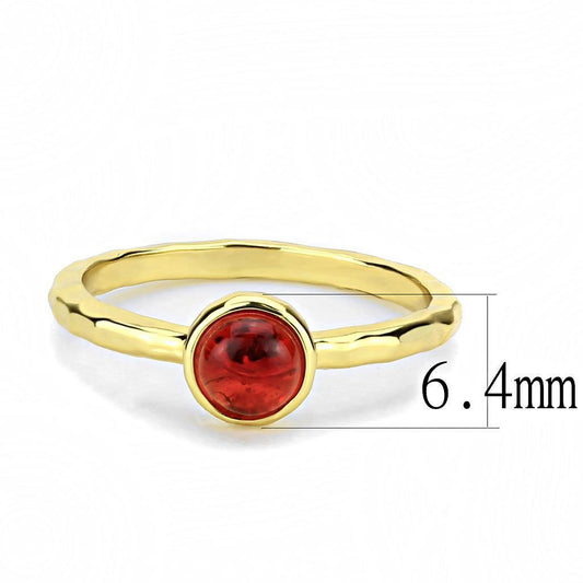 Alamode Gold Brass Ring with Synthetic Synthetic Glass in Garnet - Flyclothing LLC