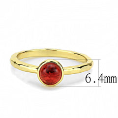 Alamode Gold Brass Ring with Synthetic Synthetic Glass in Garnet - Flyclothing LLC