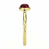 Alamode Gold Brass Ring with Synthetic Synthetic Glass in Garnet - Flyclothing LLC