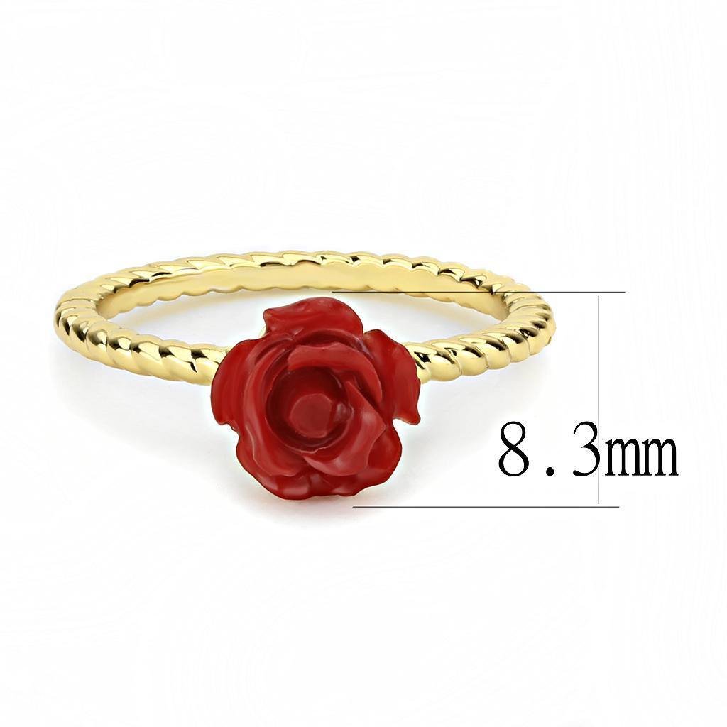 Alamode Gold Brass Ring with Synthetic Synthetic Stone in Siam - Flyclothing LLC