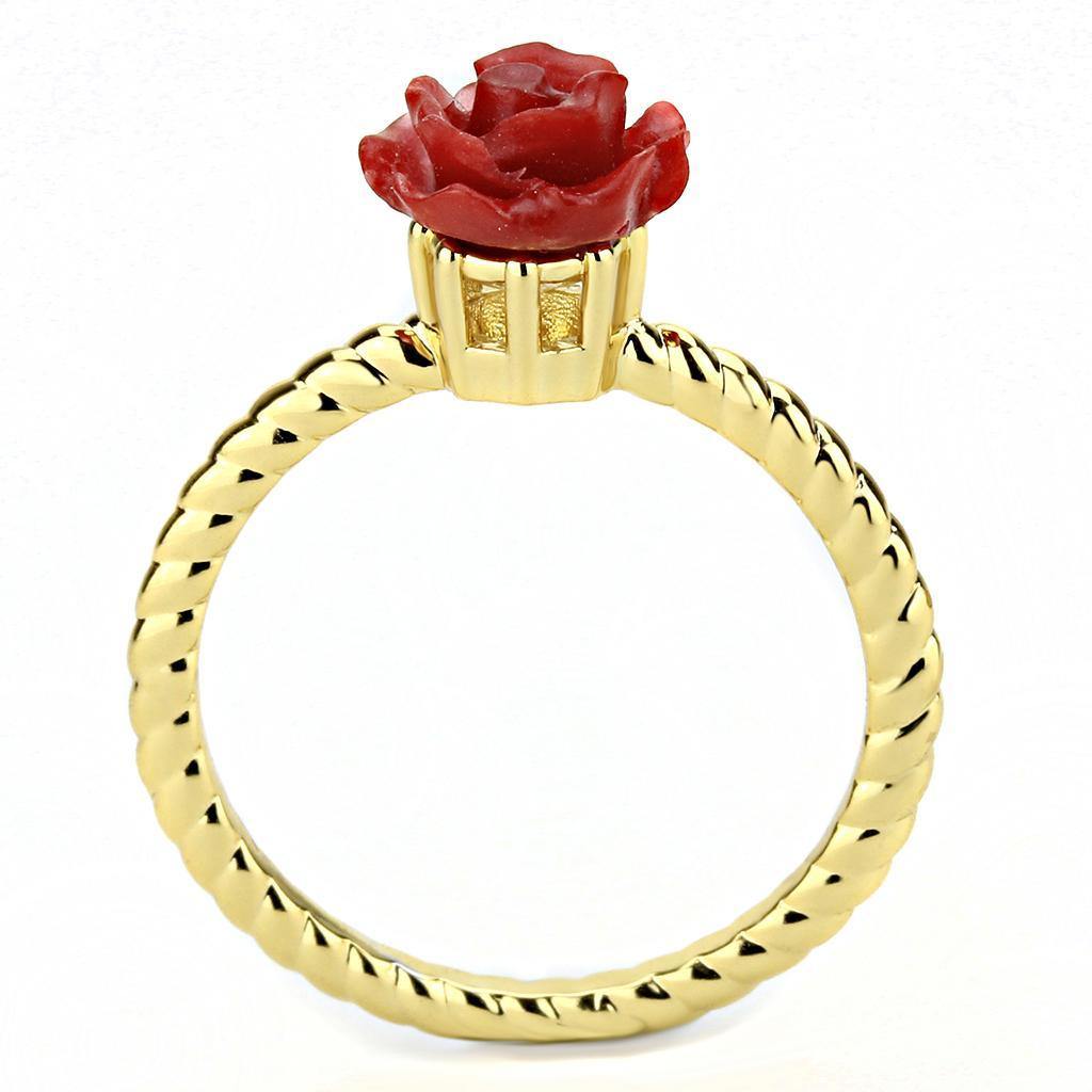 Alamode Gold Brass Ring with Synthetic Synthetic Stone in Siam - Flyclothing LLC