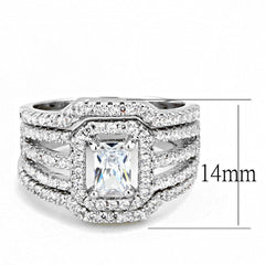 Alamode Rhodium Brass Ring with AAA Grade CZ in Clear - Flyclothing LLC