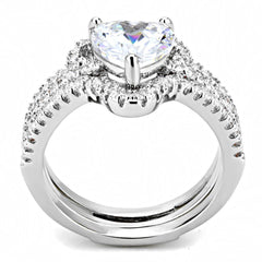 Alamode Rhodium Brass Ring with AAA Grade CZ in Clear - Flyclothing LLC