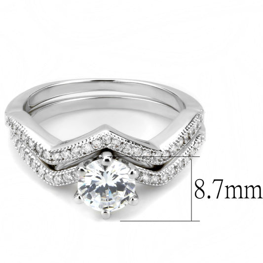 Alamode Rhodium Brass Ring with AAA Grade CZ in Clear - Flyclothing LLC