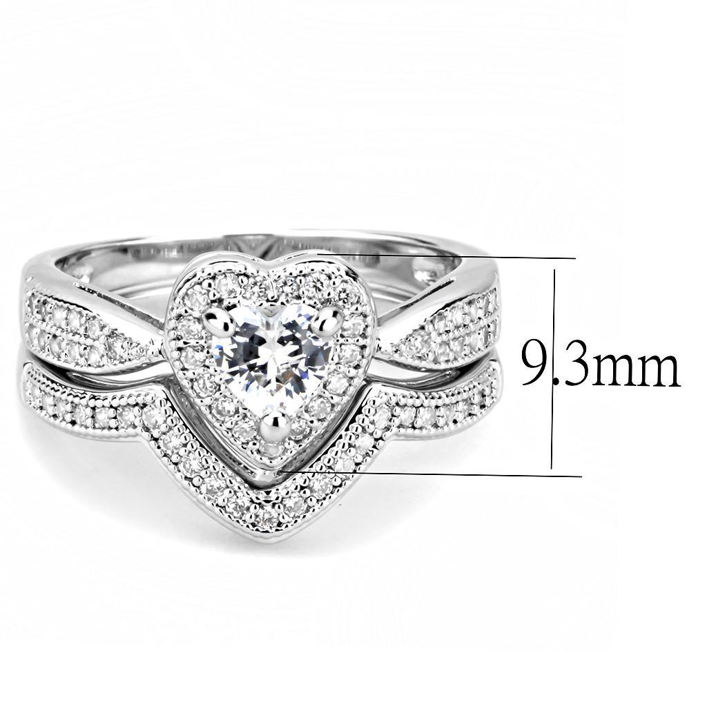 Alamode Rhodium Brass Ring with AAA Grade CZ in Clear - Flyclothing LLC